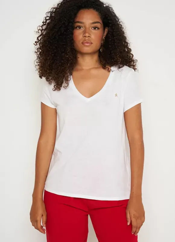 T-Shirt A Col V Blanc Thelma Sud Express