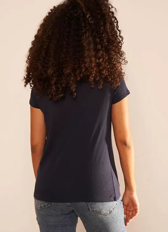 T-Shirt A Col V Marine Thelma Sud Express