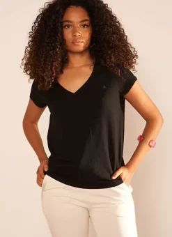 T-Shirt A Col V Noir Thelma Sud Express