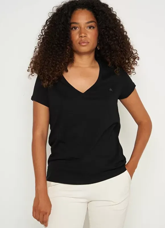 T-Shirt A Col V Noir Thelma Sud Express