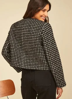 Veste En Tweed Bi Colore Noir Valou Sud Express