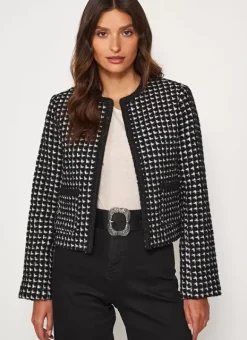 Veste En Tweed Bi Colore Noir Valou Sud Express
