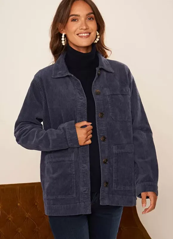 Veste En Velours Cotele En Coton Indigo Vastina Sud Express