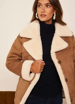 Veste Fausse Fourrure Camel Marina Sud Express