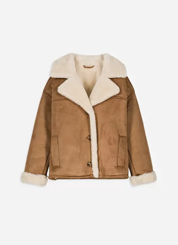 Veste Fausse Fourrure Camel Marina Sud Express