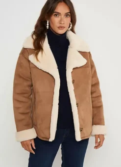 Veste Fausse Fourrure Camel Marina Sud Express