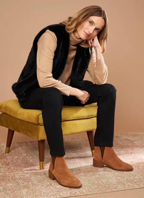 Veste Sans Manches Fausse Fourrure Noir Garinko Sud Express